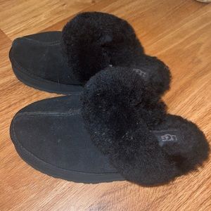 Ugg Black Platform Slippers